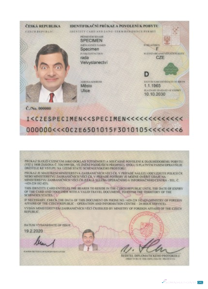 Download Czech ID card 2020 present Photoshop template